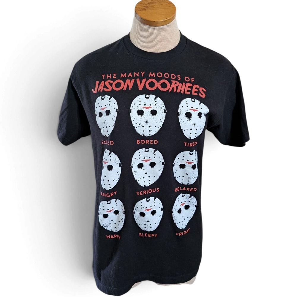 Friday the 13th Jason Voorhees Shirt Mens Medium Black Many Moods Horror Tee